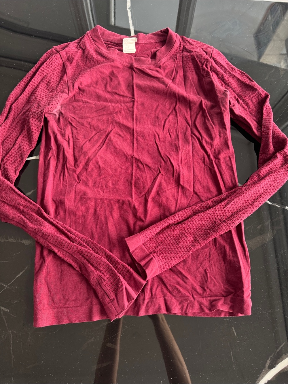 Fabletics Long Sleeve Crewneck Top in Burgundy